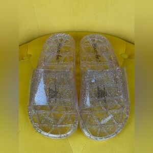 Just Be Sparkling Clear Slide Sandals Size 9